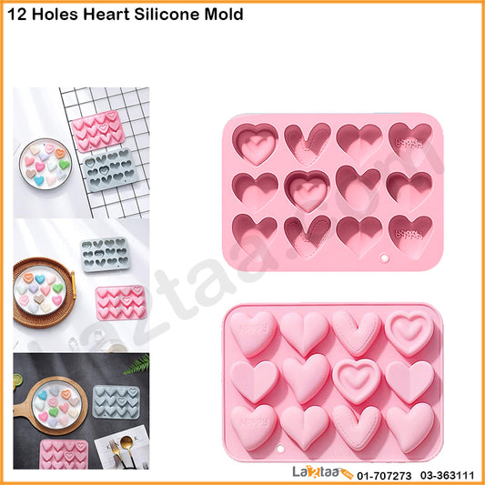 12 Cells-Heart Silicone Mold