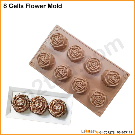 8 Cells Silicone Flower Mold