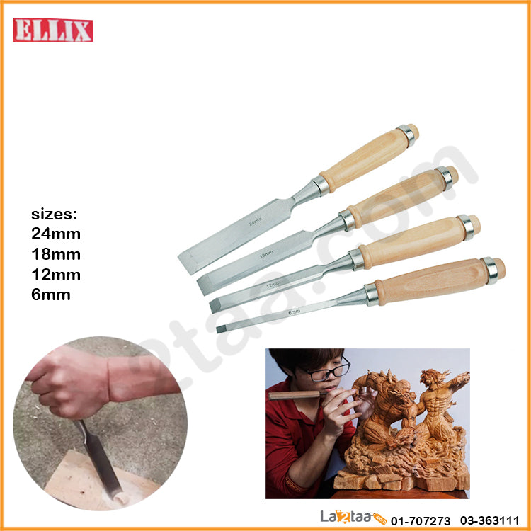 ellix -4 pcs set of wooden chisels