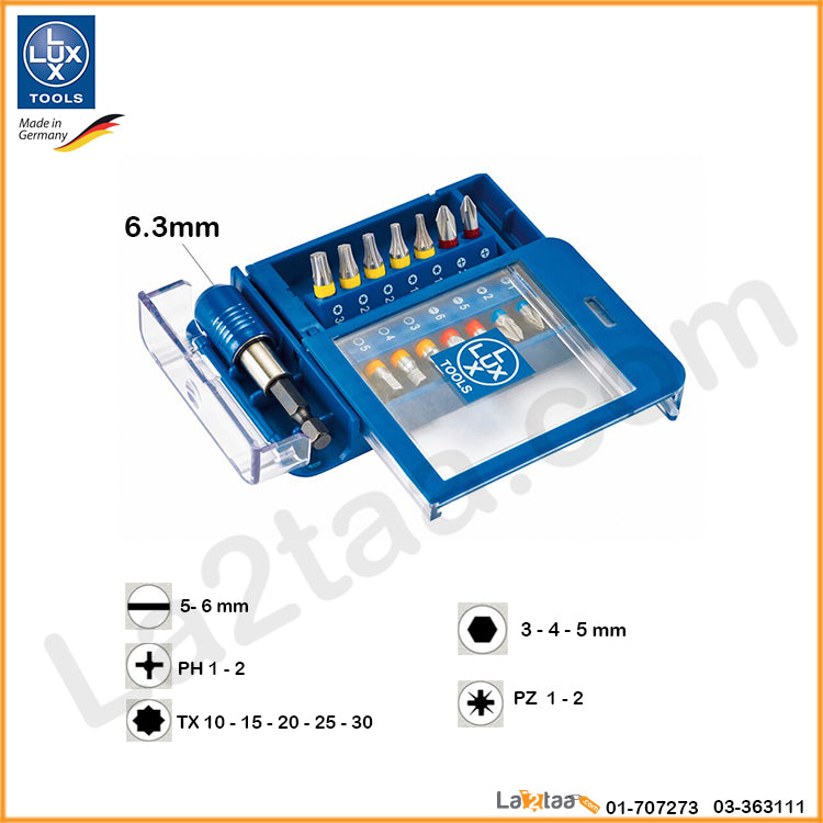 LUX Tools - chrome bit set 15 pieces