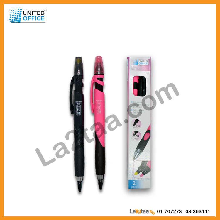 united office - 2 in 1 ballpoint and highlighter pens