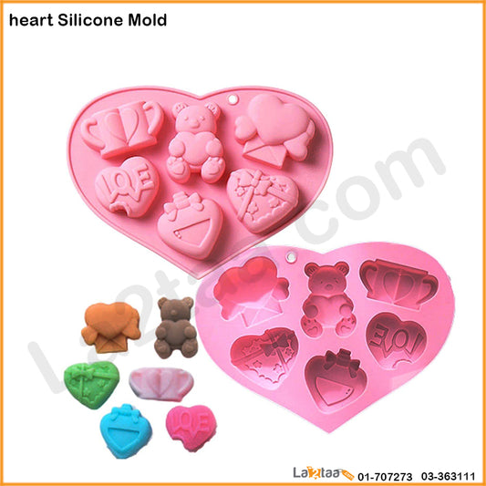6 Cells-Heart Silicon Mold