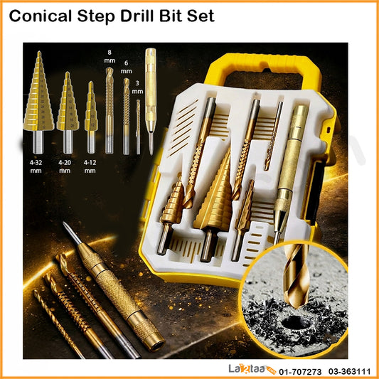 Conical Step Drill Bit Set