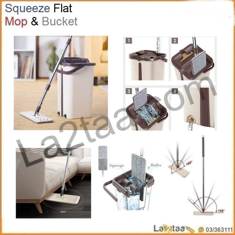 Squeeze flat Mop and bucket