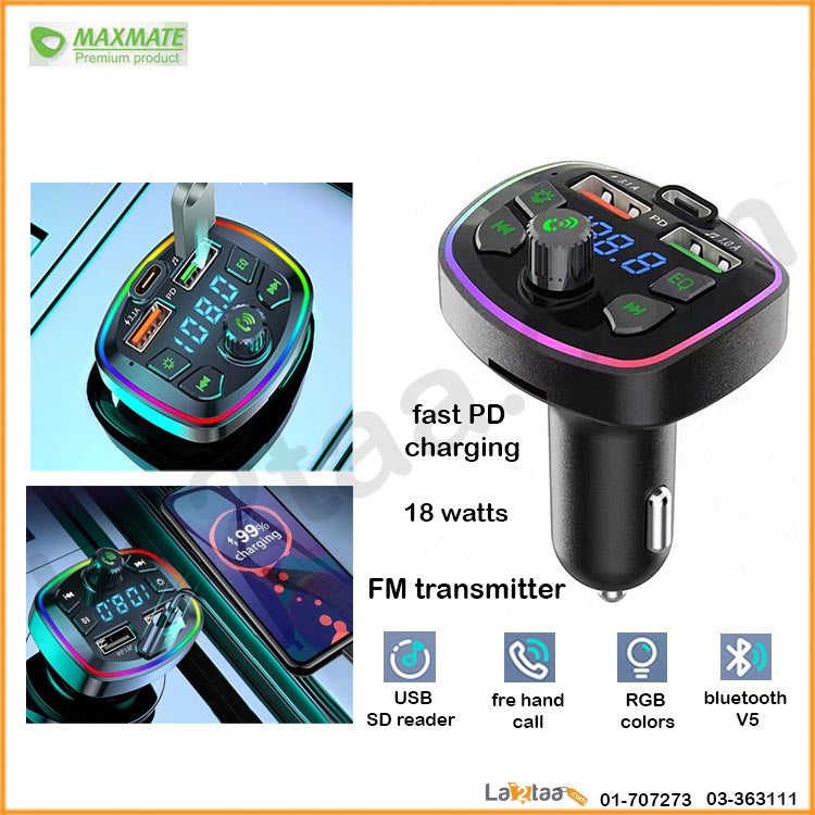 Maxmate - Bluetooth FM Transmitter and Phone Charger